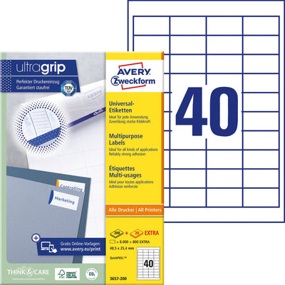 Etiquettes universelles avery zweckform 3657 48,5x 25,4mm