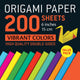 Papier origami 200 feuilles couleurs vives 6 (15 cm)
