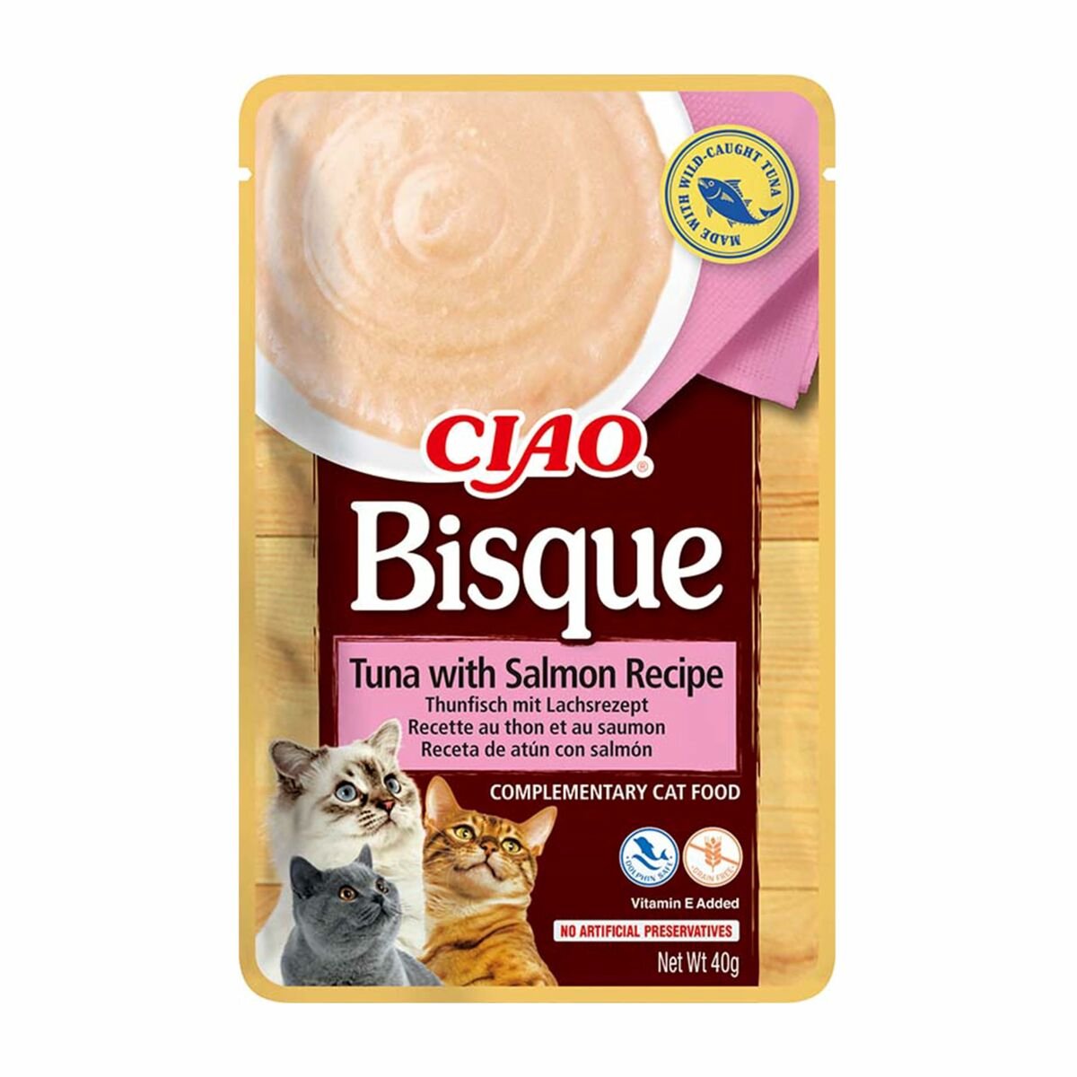 Inaba ciao bisque - snack pour chat - thon saumon - friandise crémeuse - 24 x 40g