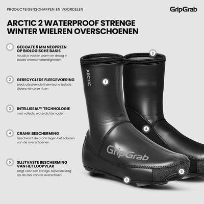 Gripgrab - arctic 2 imperméable hiver sévère couvre-chaussures de cyclisme en néoprène imperméable avec doublure polaire - noir - unisexe - taille xxxl (48 49)