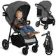 Poussette Lionelo Emerald Buggy - position couchée confortable 91 cm - légère pliable d'une seule main - convient de 6 mois à 4 ans - capote XXL UPF50+ - roues EVA avec suspension - avec porte-gobelet