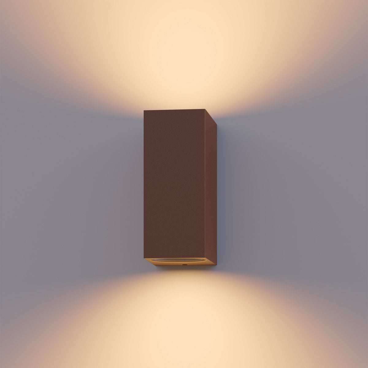 Applique Calex up downlight bergamo - 2x gu10 - ip54 résistant à l'eau et à la poussière - convient pour l'intérieur et l'extérieur - installation facile - rectangle - couleur rouille