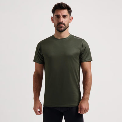 Rogelli promo chemise de running homme - manches courtes - vert armée - l