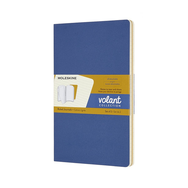 Carnets à volants Moleskine - grands - lignés - bleu jaune