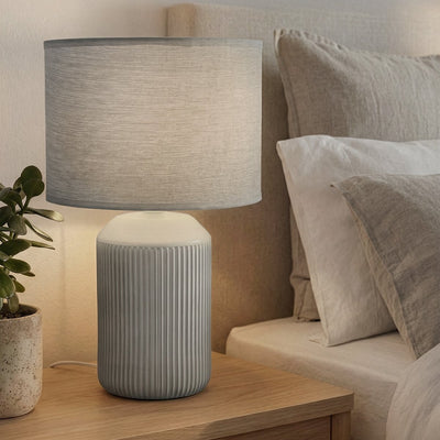Briloner ino - lampe de table chambre - avec abat-jour en tissu base en céramique - lampe de chevet - lampe de table - ø22 x 37,5 cm - gris