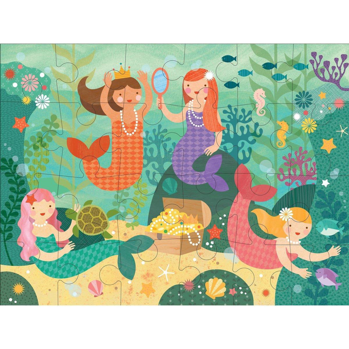 Petit puzzle de sol collage - sirènes - puzzle enfant en carton.
