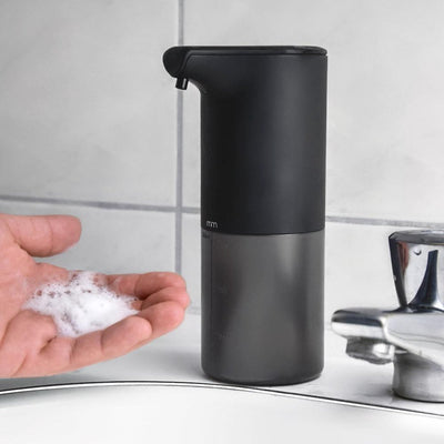 Mikamax distributeur de savon automatique - pompe à savon - rechargeable - technologie mousse - capteur infrarouge - noir mat - 350ml