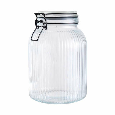 Pot de conservation Alpina - transparent - verre strié - 20x14cm - 1,9l