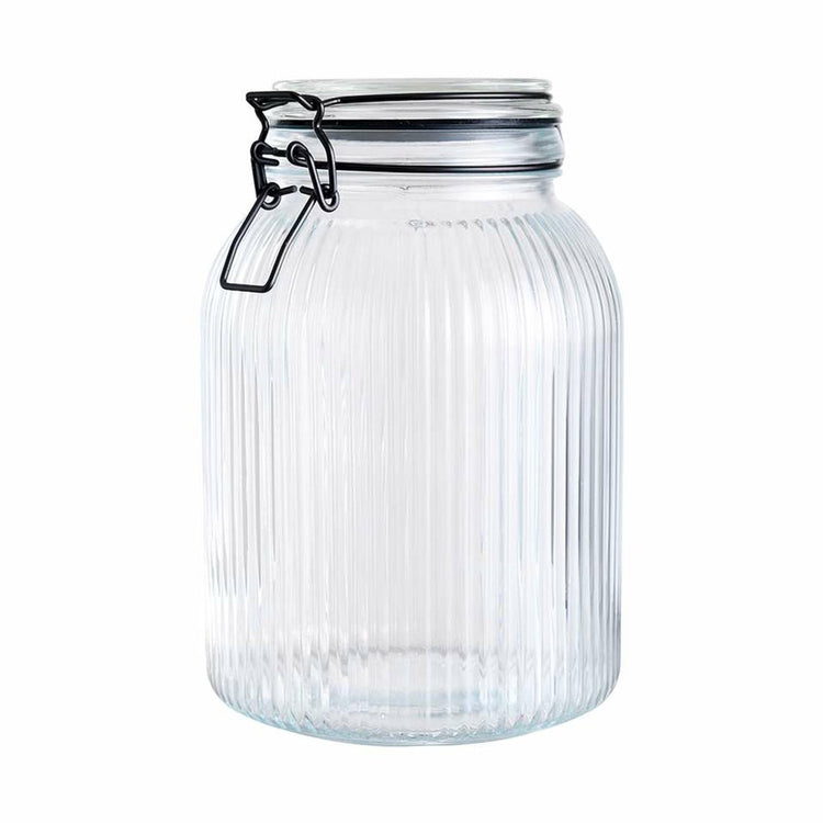Pot de conservation Alpina - transparent - verre strié - 20x14cm - 1,9l