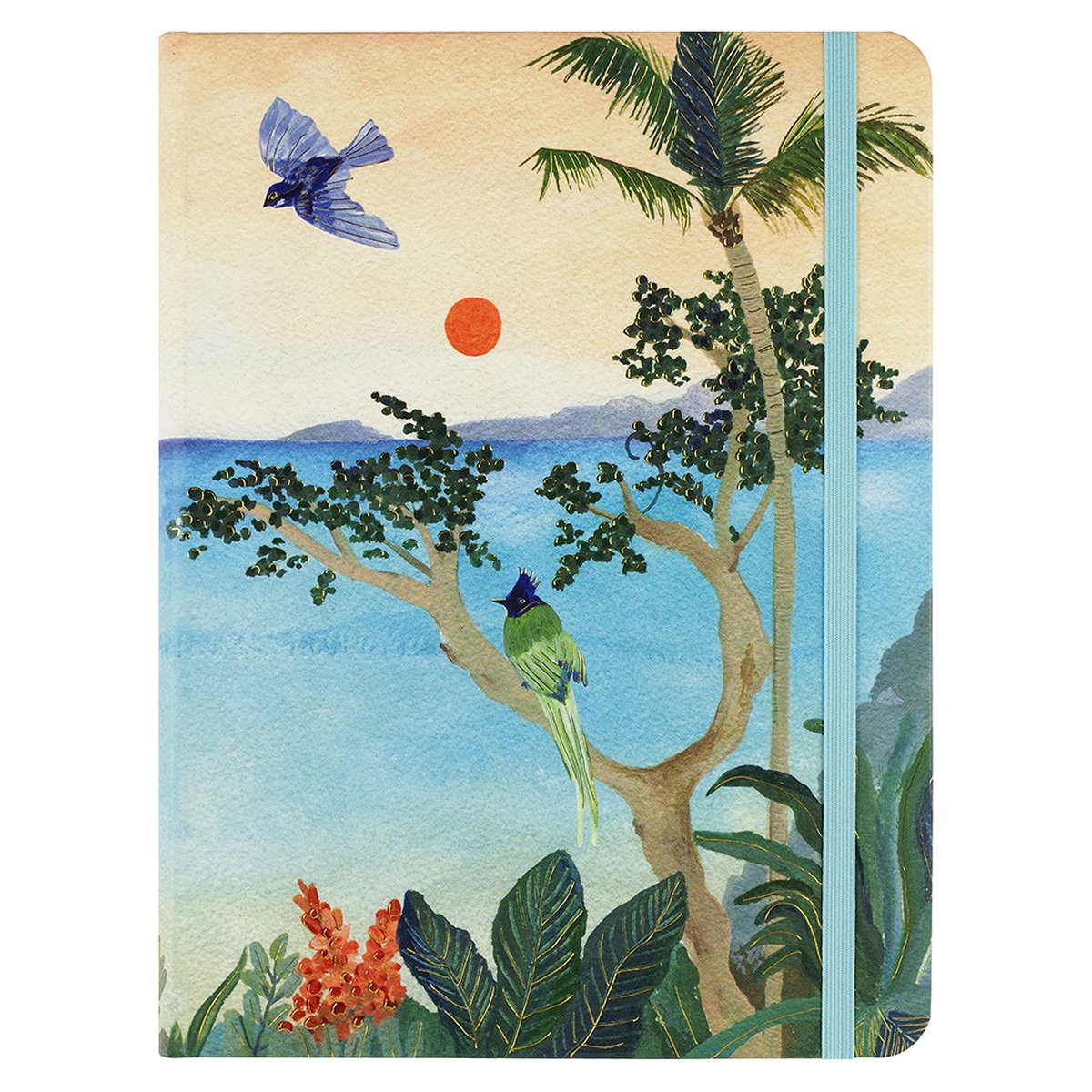 Carnet Peter Pauper taille moyenne - paradis tropical - avec fermeture élastique - 16x21 cm