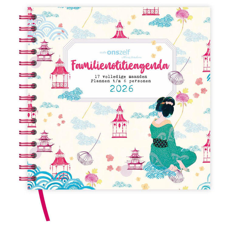 Comello Agenda familial 17 mois Geisha 6 personnes (couverture rigide) - 2025 2026
