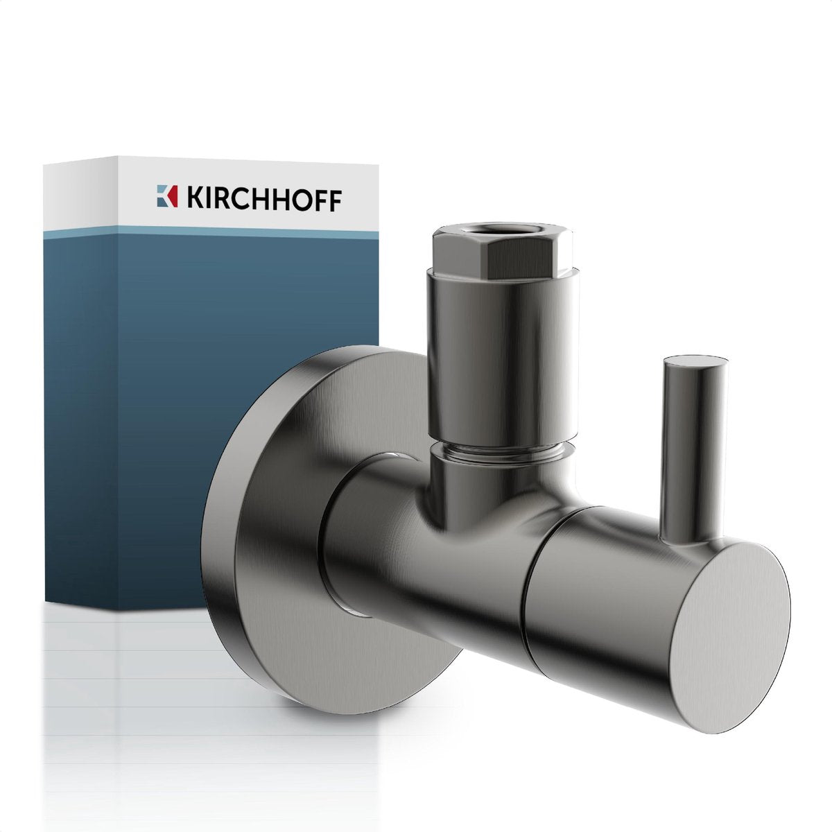 Vanne d'angle Kirchhoff ms - graphite mat - 1 2 mâle x 10 mmq - avec rosace