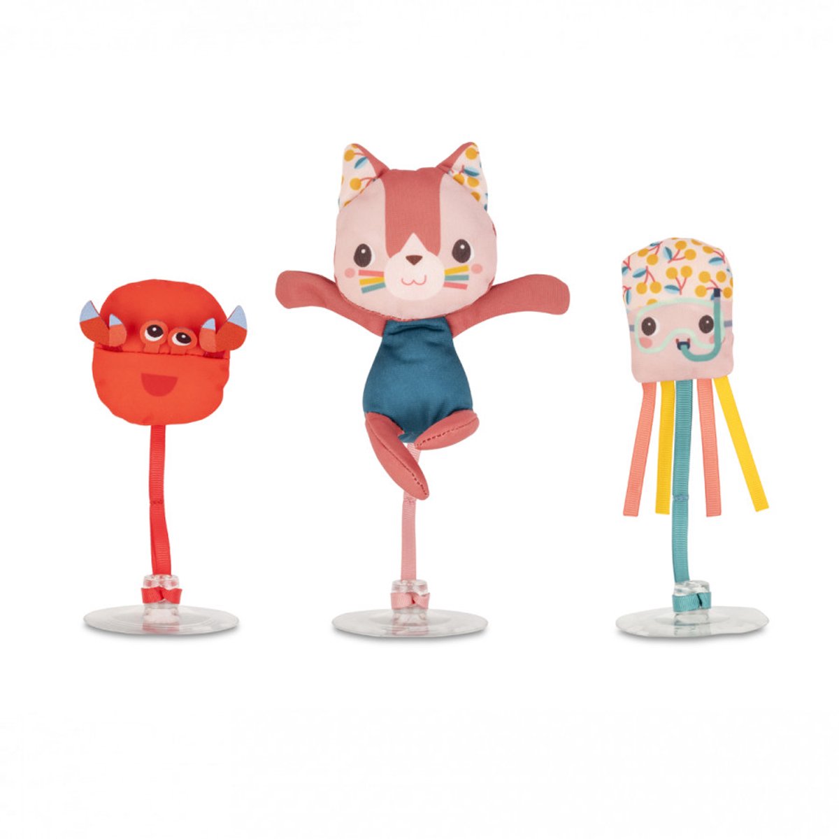 Lilliputiens - 3 boules de bain - Jeanne le chat et ses amis du bain - avec ventouse