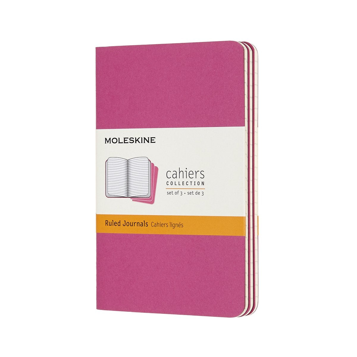 Carnets Moleskine - pochette - lignés - rose - lot de 3