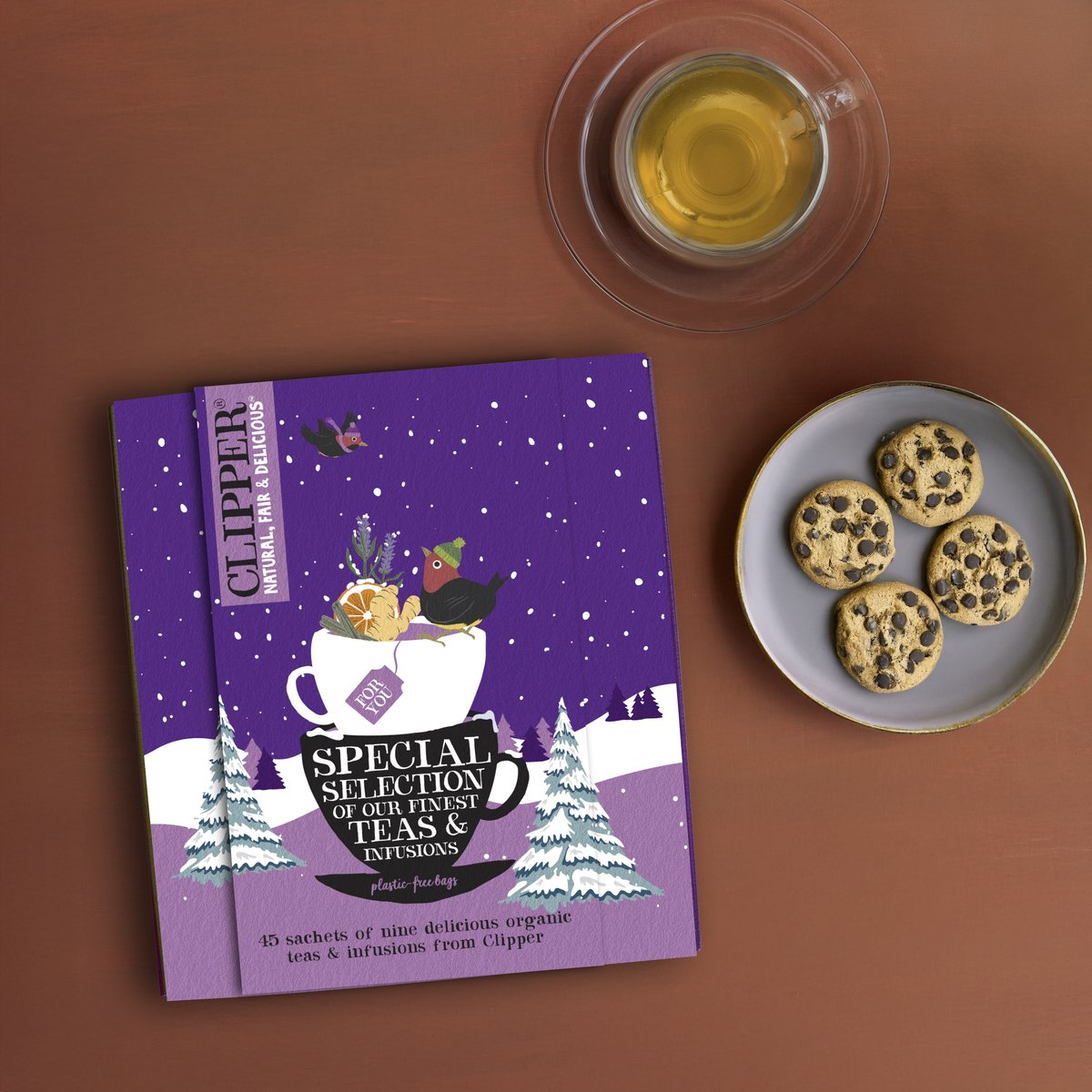 Coffret cadeau d'hiver de thé Clipper avec 9 délicieuses saveurs