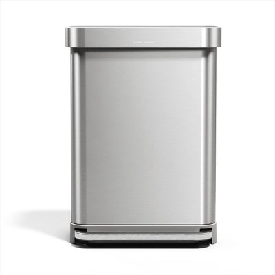 Poubelle à pédale rectangulaire Simplehuman - 55l - avec support sac - acier inoxydable argenté