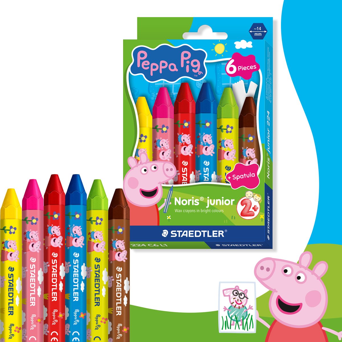 Staedtler peppa pig x noris junior crayons de cire - lot de 6 pcs