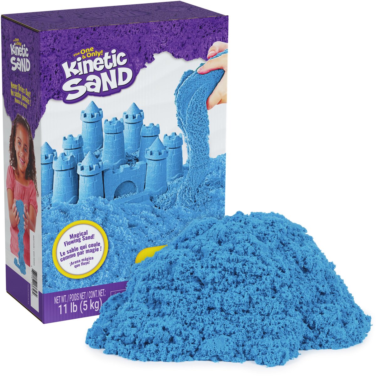 Sable cinétique - méga boîte avec 5 kg de sable de jeu bleu moulable emballage en vrac jouets sensoriels et remplissage pour l'artisanat de boîtes sensorielles