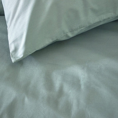 Housse de couette week-end Cendrillon - double - coton - lits jumeaux - 240x200 220 cm - vert minéral + 2 taies d'oreiller 60x70