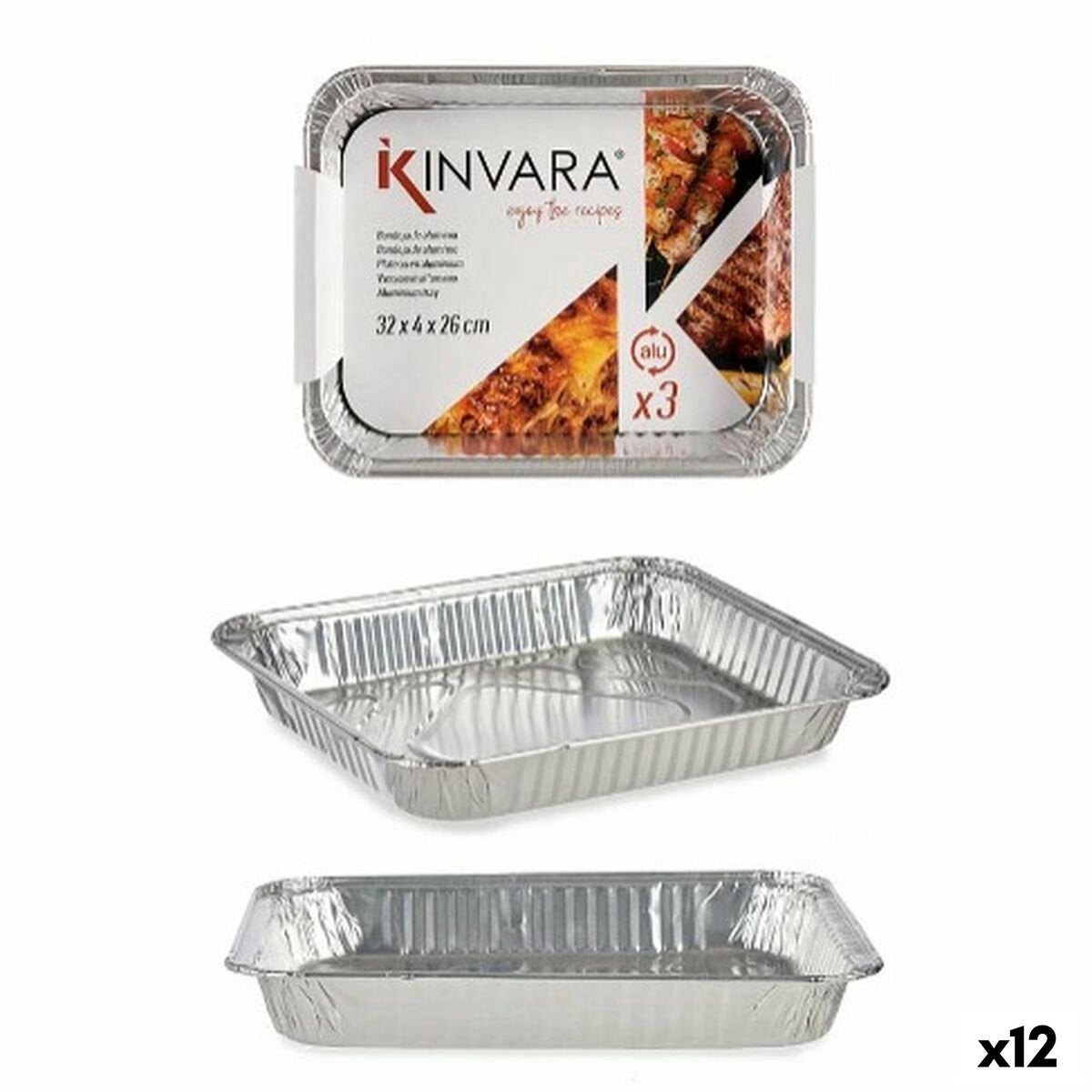 Kinvara set de plateaux 82262 aluminium 32,5 x 26 x 3,8 cm 3 parties (12 pièces)