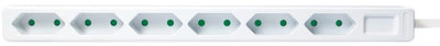 Multiprise Logilink avec 6 contacts non mis à la terre blanc - 1,5 mètres