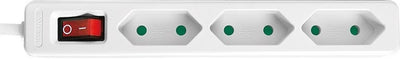 Multiprise Logilink avec 3 contacts non mis à la terre et interrupteur blanc - 1,5 mètres