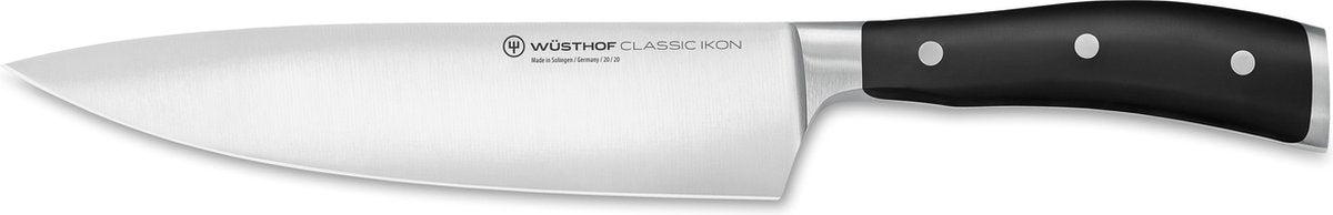 Wusthof wüsthof classic ikon couteau de chef - 20 cm - acier inoxydable forgé - manche ergonomique riveté - idéal pour couper, hacher et râper la viande, le poisson, les légumes et les fruits