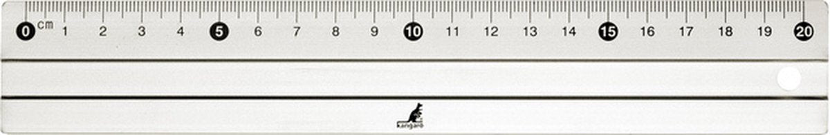 Règle Kangaro - 20 cm - aluminium - avec incrustation en caoutchouc - k-760020