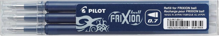 Pilot lot de 3 - recharge frixion ball 0.7 - noir bleu - plume moyenne
