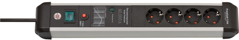 Multiprise Brennerstuhl premium-protect-line 60 000a avec protection contre les surtensions 4 voies 3m h05vv-f 3g1.5
