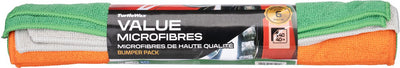 Microfibres Turtle Wax Value - 6 pièces - code couleur - vert, orange et gris pour une identification facile - à utiliser sur la peinture, les surfaces intérieures en verre - 40x40cm
