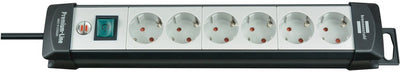 Brennerstuhl multiprise premium-line 6 prises noir gris clair 3m h05vv-f 3g1.5