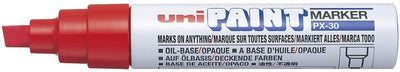 Posca uni paint px-30 marqueur peinture rouge - pointe biseautée 4 - 8,5 mm - marqueur peinture à base d'huile adapté à de nombreuses surfaces telles que ; verre, papier, céramique, plastique ou métal