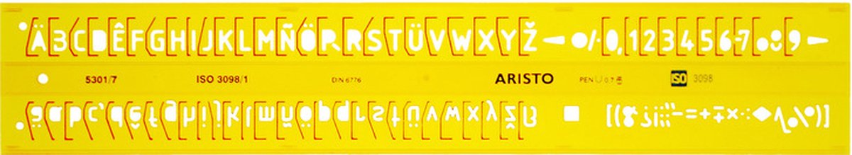 Modèle de lettre Aristo - dimensions 180x40mm - hauteur lettre 7mm - profil h - orange transparent - ar-5301 7