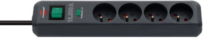 Multiprise Brennerstuhl eco-line 13 500a avec protection contre les surtensions 4 prises anthracite 1,5m h05vv-f 3g1.5 *fr*