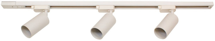 Jeu de rails monophasés intégrés de 1 mètre blanc comprenant 3x spots GU10 (sans source lumineuse) avec embout | 3 x gu10