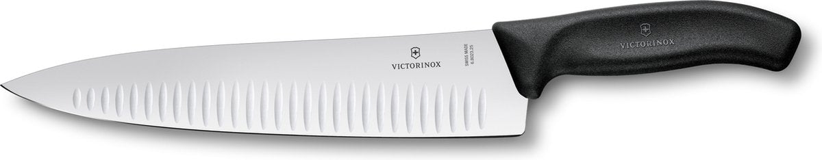 Couteau de chef classique suisse Victorinox - 25cm - fossettes - fibrox - noir