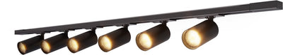 Éclairage sur rail Calex - 2 mètres - raccord gu10 - 6 spots - spot en saillie - noir mat - 1 phase
