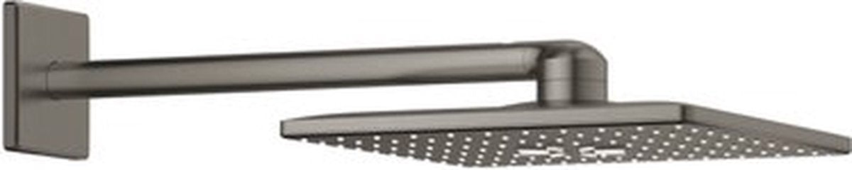 Pommeau de douche à effet pluie Grohe + bras carré graphite dur brossé
