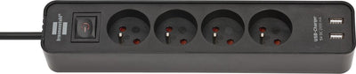 Brennerstuhl multiprise ecolor avec USB 4 prises 1,5m h05vv-f3g1.5 noir *fr*