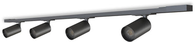 Eclairage système rail Calex - 2 mètres - raccord gu10 - 4 spots - spot en saillie - noir mat - 1 phase