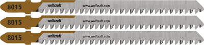 Wolfcraft - 3 lames de scie sauteuse pour panneaux d'aggloméré - 60 mm - coupe fine - lame hcs avec tige en T - 8015000