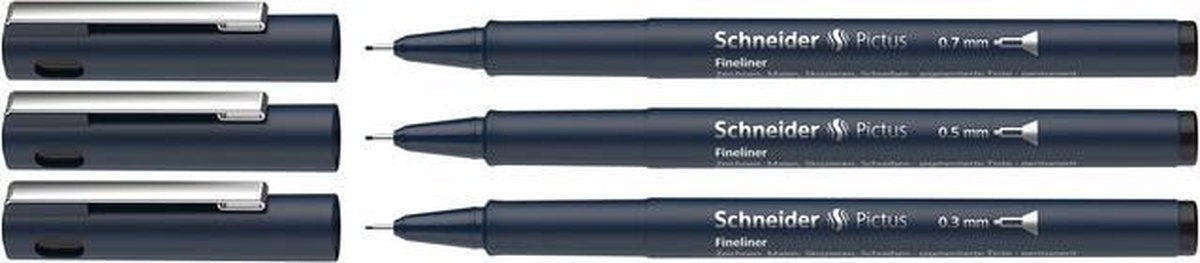 Schneider instruments d'écriture schneider fineliner - pictus - noir - 3 largeurs de trait - s-197593