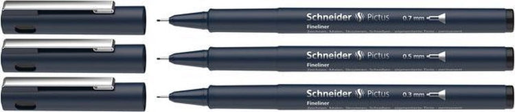 Schneider instruments d'écriture schneider fineliner - pictus - noir - 3 largeurs de trait - s-197593