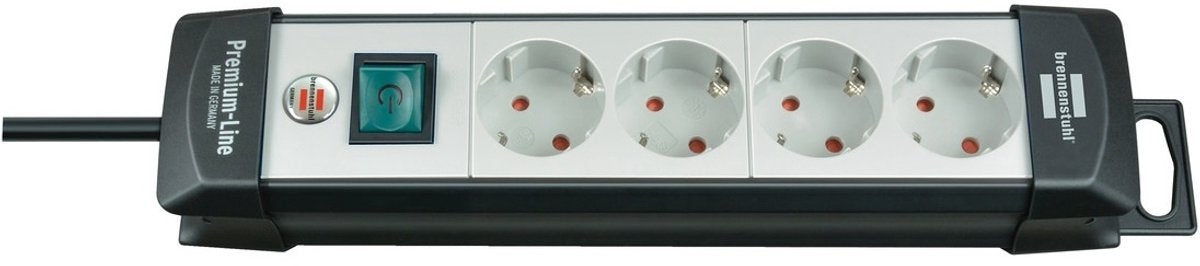 Brennerstuhl multiprise premium-line 4 prises noir gris clair 1,8m h05vv-f 3g1.5