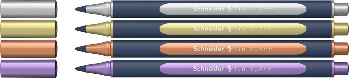 Instruments d'écriture Schneider schneider paint-it 050 - roller métallique - 0,4 mm - étui 4 pièces - assorti - s-ml05011501