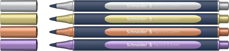 Instruments d'écriture Schneider schneider paint-it 050 - roller métallique - 0,4 mm - étui 4 pièces - assorti - s-ml05011501