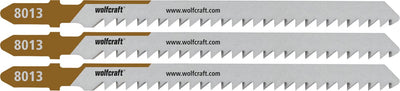 Wolfcraft - 3 lames de scie sauteuse pour MDF - coupe fine 65 mm - lame HCS avec tige en T - bois - 8013000