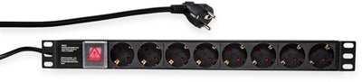 Multiprise Logilink - 8 prises avec interrupteur - câble 2 mètres - max. 3 500 watts - 16a - convient pour un montage en rack 19 ou en vrac