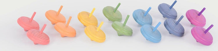 Toupies en bois arc-en-ciel Tickit – ensemble de 14 pièces – jouets éducatifs durables